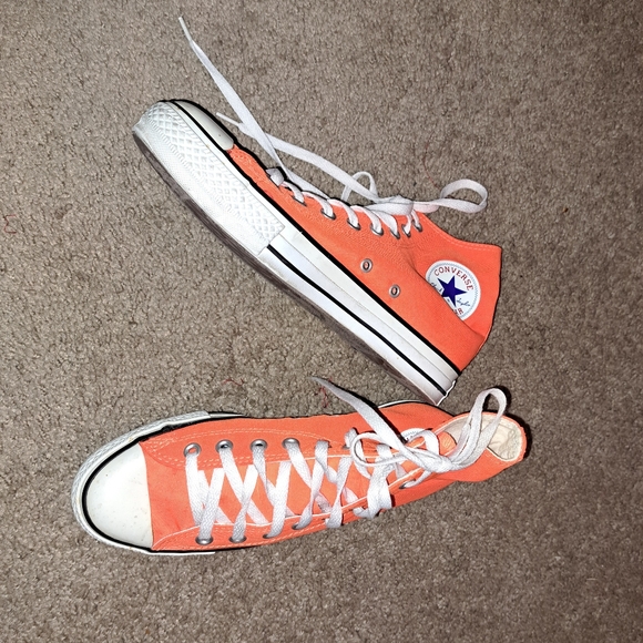 Converse High Top Neon Orange Shoes - Picture 2 of 7
